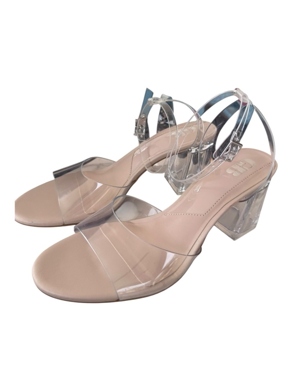 NWT Gianni Bini NWT Clear Lucite Block Heel Sandals 7.5 Transparent Ankle Strap